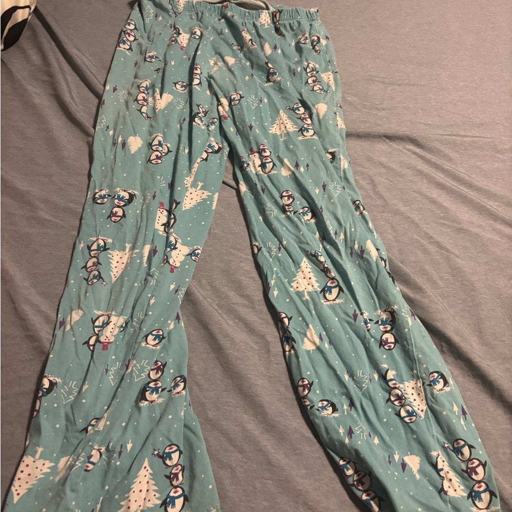 La Vie En Rose Blue Penguin Print Pajama Pants